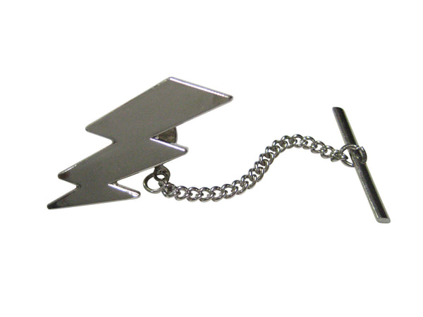Silver Toned Lightning Bolt Tie Tack