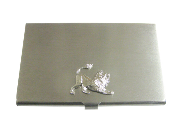 Silver Toned Lion Pendant Business Card Holder