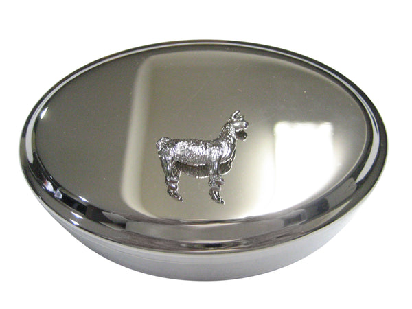 Silver Toned Llama Oval Trinket Jewelry Box