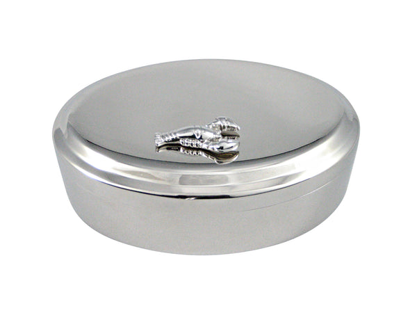 Silver Toned Lobster Pendant Oval Trinket Jewelry Box
