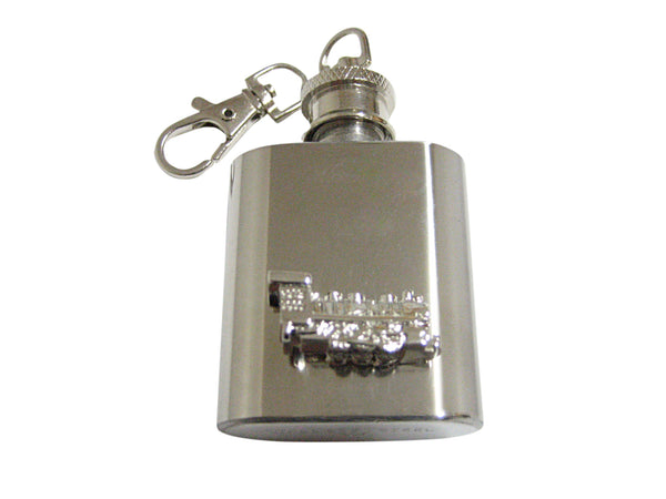 Silver Toned Locomotive Train 1 Oz. Stainless Steel Key Chain Flask