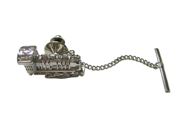 Silver Toned Locomotive Train Tie Tack