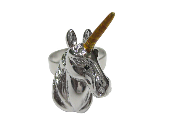 Silver Toned Magical Unicorn Head Adjustable Size Fashion Ring