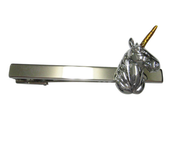 Silver Toned Magical Unicorn Head Tie Clip