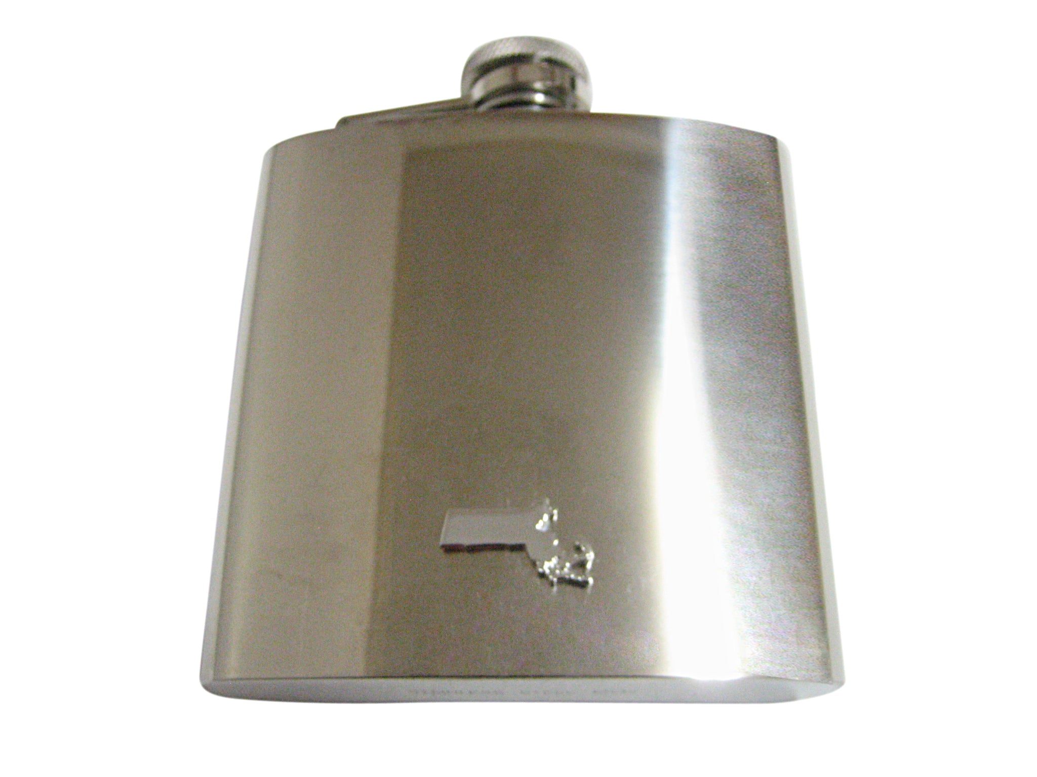 Silver Toned Massachusetts State Map Shape 6oz Flask