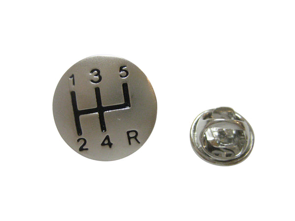 Silver Toned Matte Gear Shift Lapel Pin
