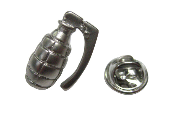 Silver Toned Matte Grenade Lapel Pin