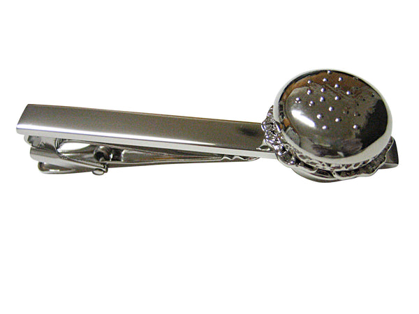 Silver Toned Metal Hamburger Square Tie Clip