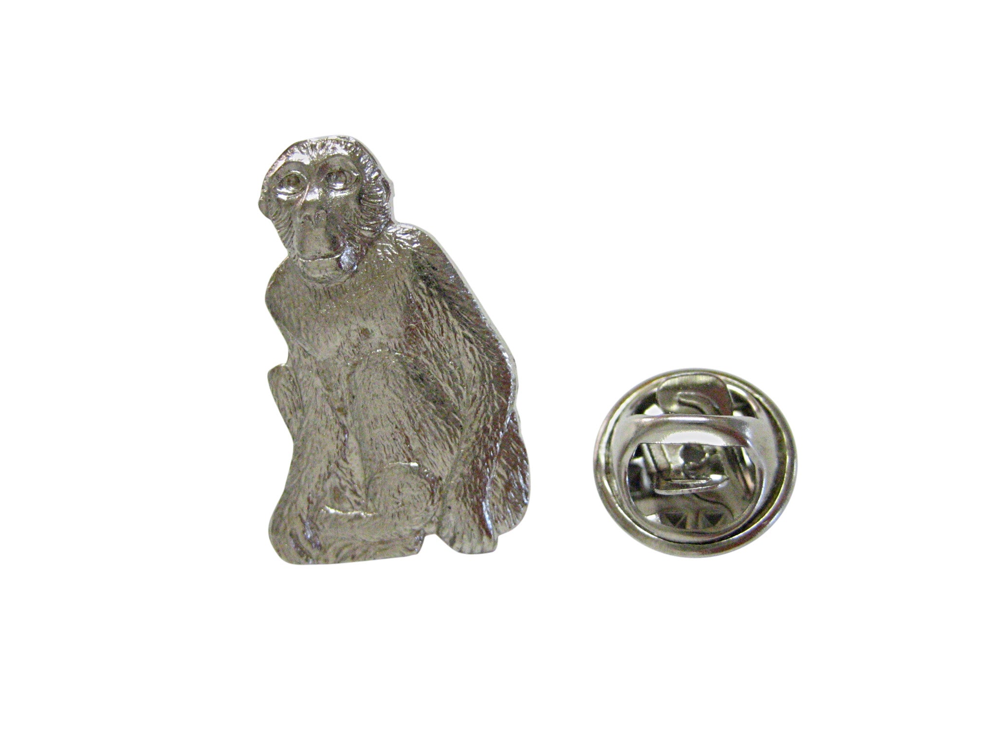 Silver Toned Monkey Lapel Pin