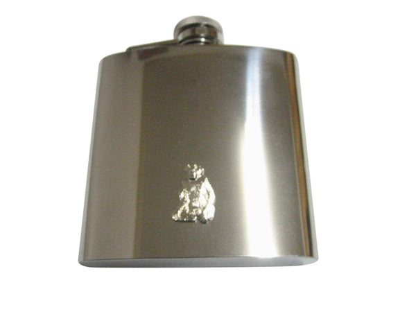 Silver Toned Monkey Pendant 6 Oz. Stainless Steel Flask