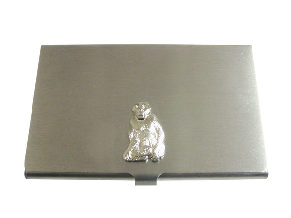 Silver Toned Monkey Pendant Business Card Holder