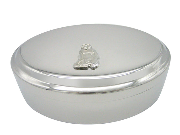 Silver Toned Monkey Pendant Oval Trinket Jewelry Box