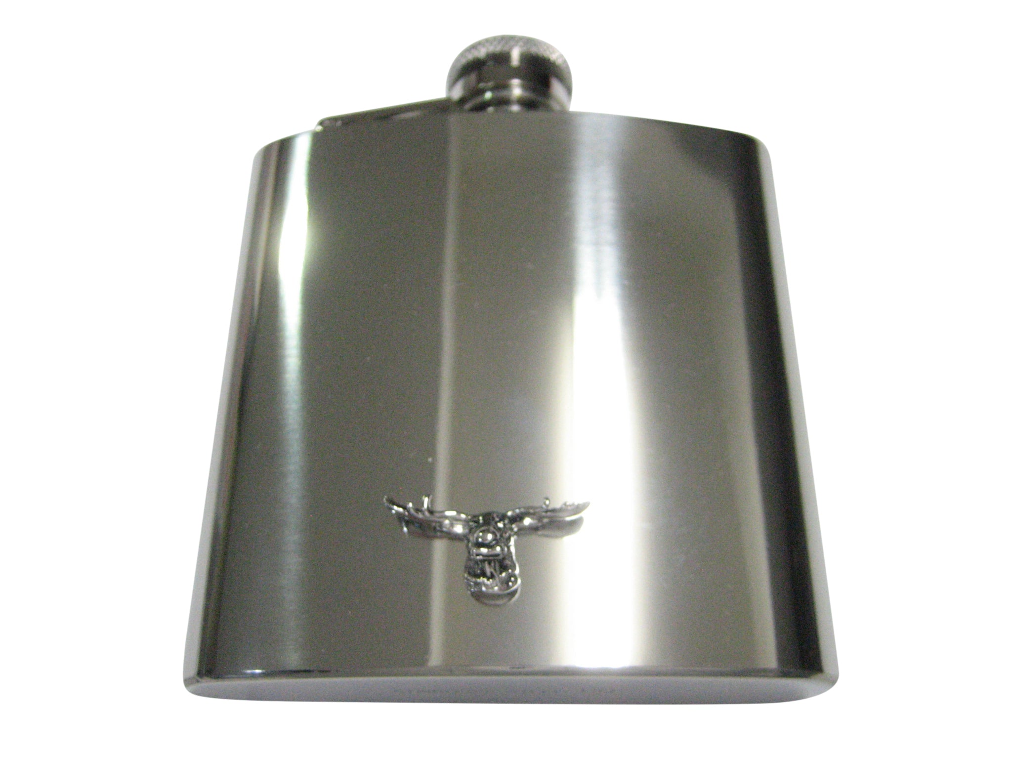 Silver Toned Moose Head 6oz Flask