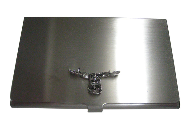 Silver Toned Moose Head Business Card Holder