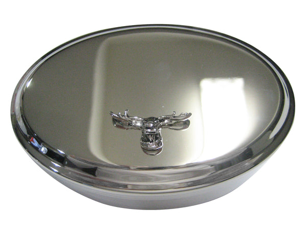 Silver Toned Moose Head Oval Trinket Jewelry Box