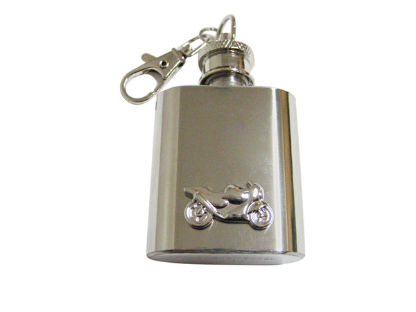 Silver Toned Motorcycle 1 Oz. Stainless Steel Key Chain Flask