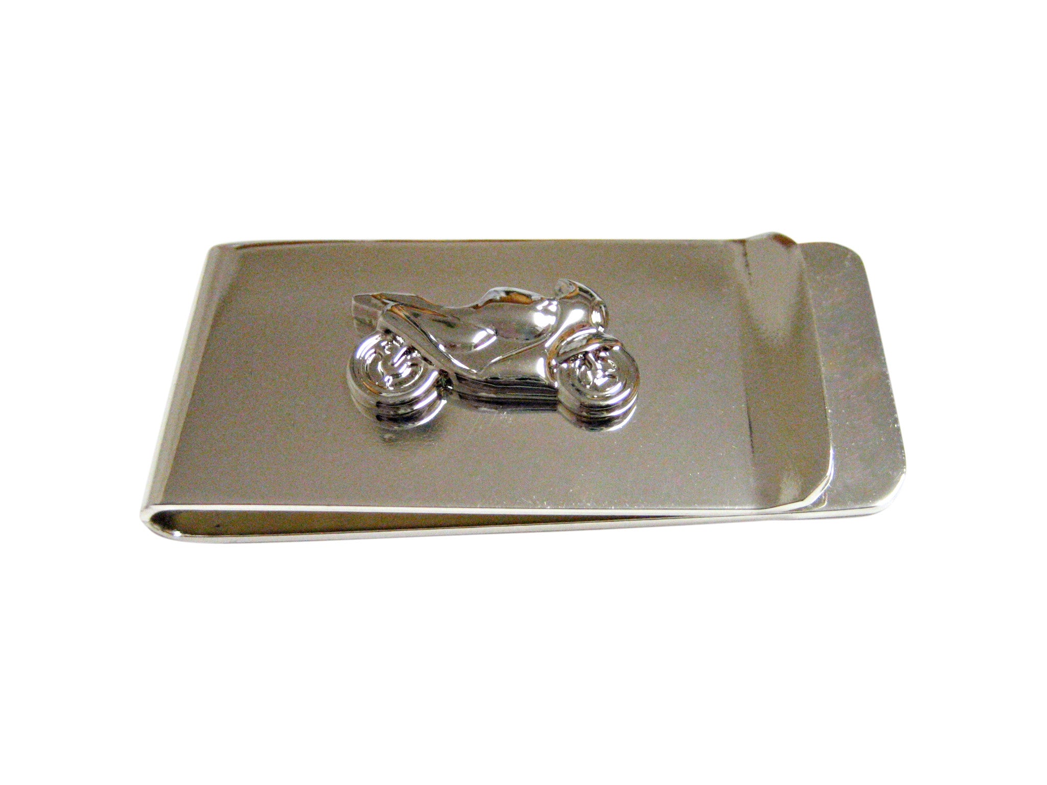 Silver Toned Motorcycle Money Clip