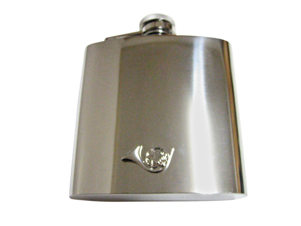 Silver Toned Musical French Horn Instrument 6 Oz. Stainless Steel Flask