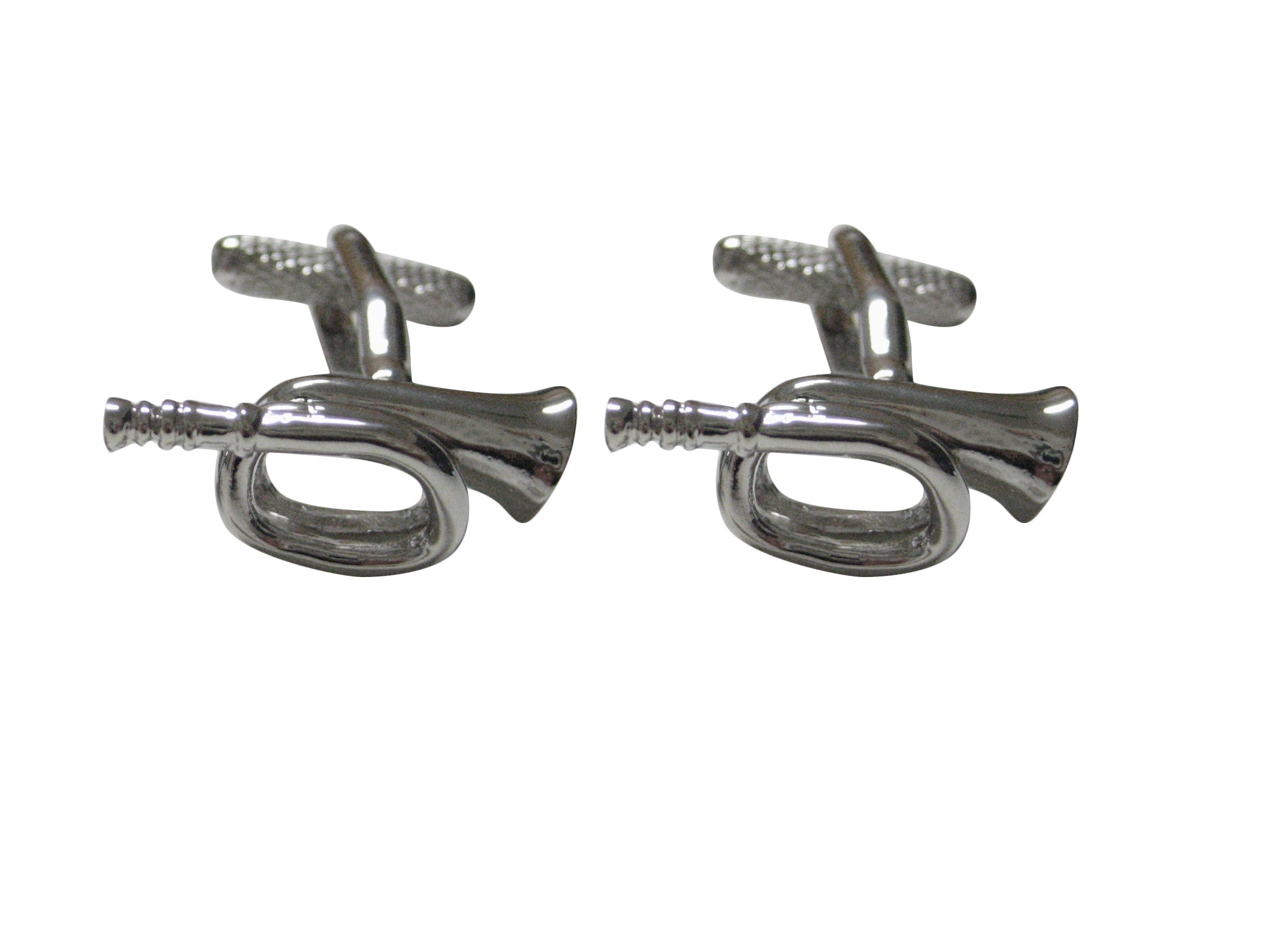 Silver Toned Musical Bugle Cufflinks