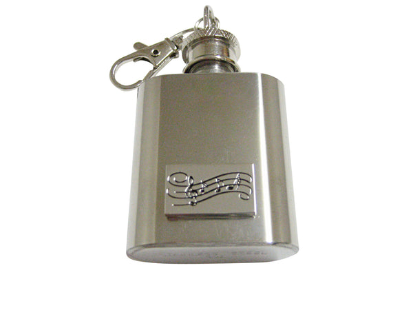 Silver Toned Musical Sheet 1 Oz. Stainless Steel Key Chain Flask
