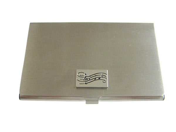 Silver Toned Musical Sheet Business Card Holder