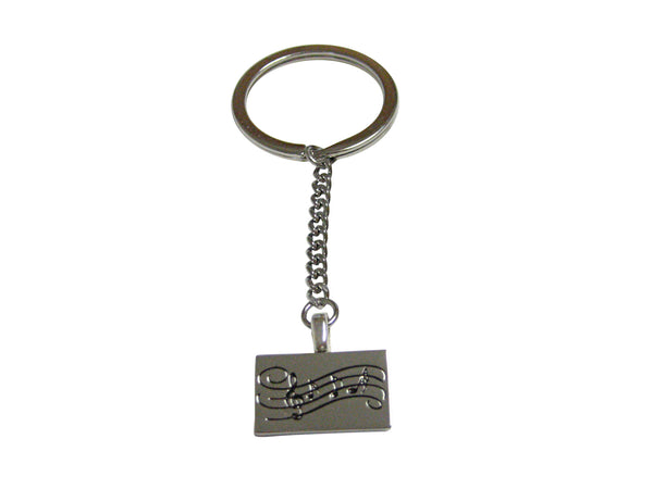 Silver Toned Musical Sheet Pendant Keychain