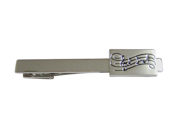 Silver Toned Musical Sheet Square Tie Clip
