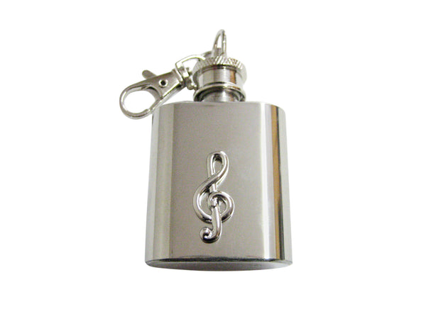 Silver Toned Musical Treble Note 1 Oz. Stainless Steel Key Chain Flask