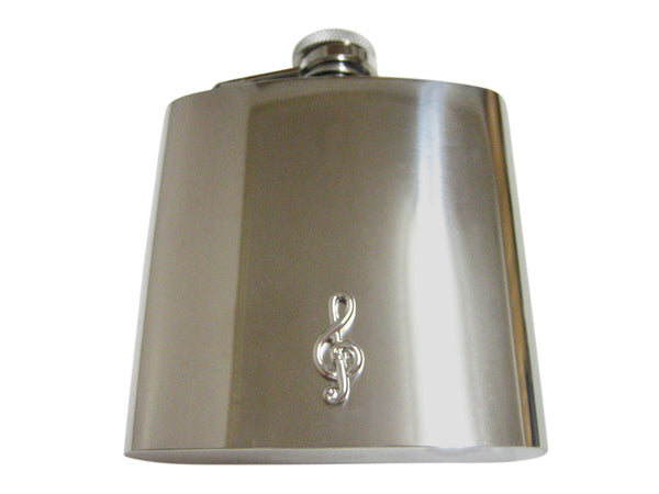 Silver Toned Musical Treble Note 6 Oz. Stainless Steel Flask