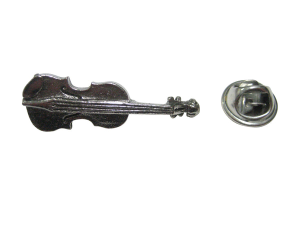 Silver Toned Musical Violin Instrument Lapel Pin