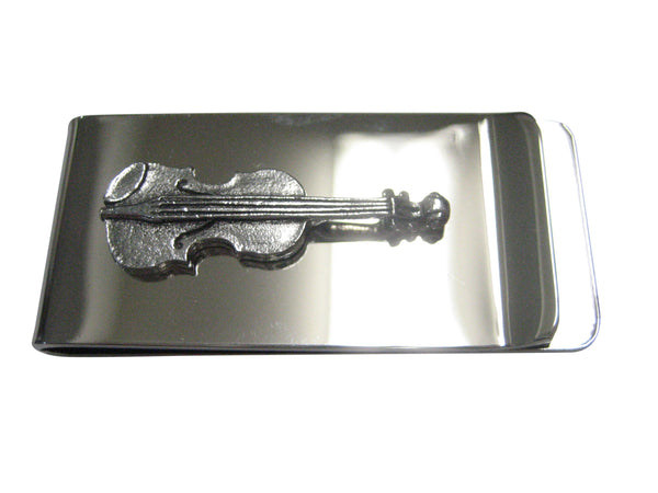 Silver Toned Musical Violin Instrument Money Clip