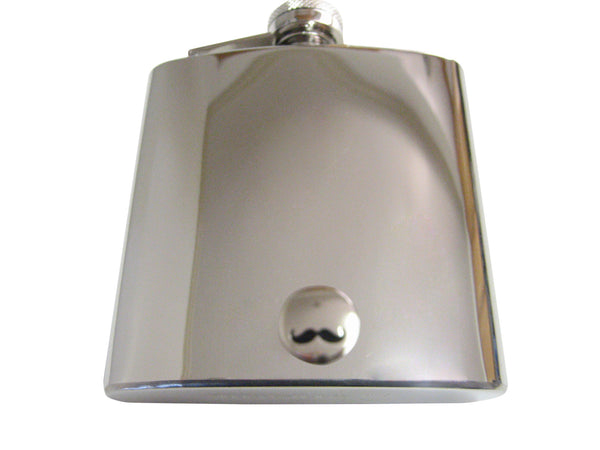 6 Oz. Stainless Steel Flask with Circular Mustache Pendant