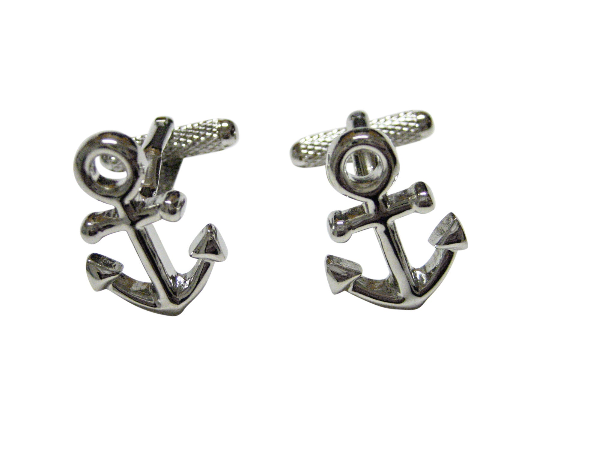 Silver Toned Nautical Anchor Cufflinks