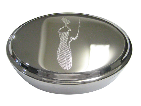 Silver Toned Nepenthes Pitcher Carnivorous Plant Oval Trinket Jewelry Box
