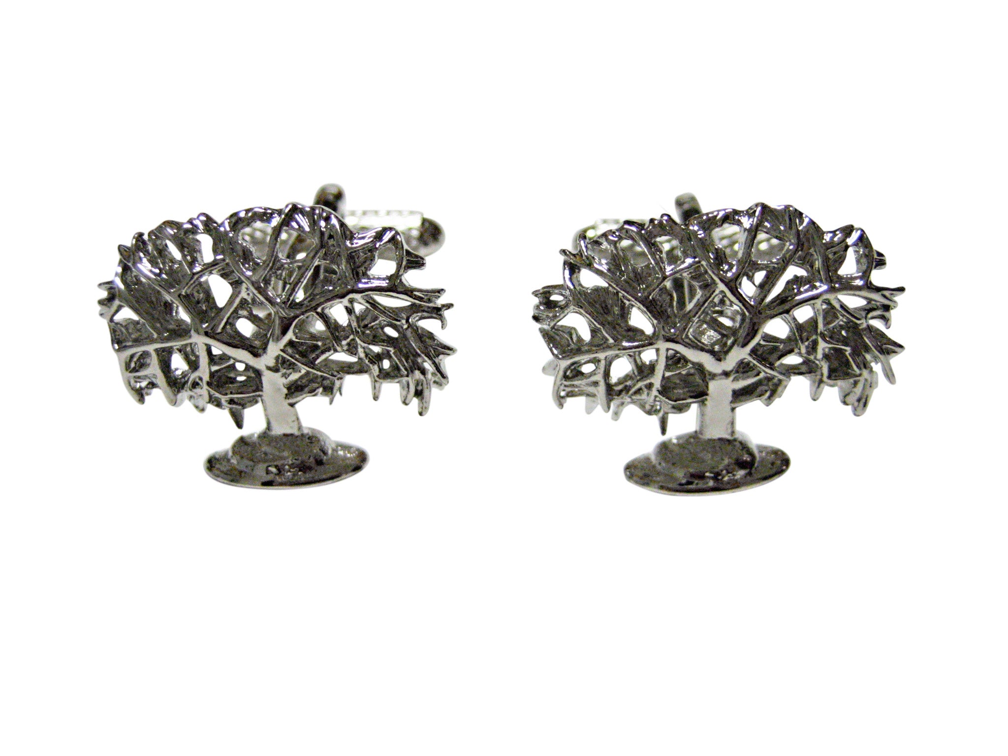 Silver Toned Oak Tree Cufflinks