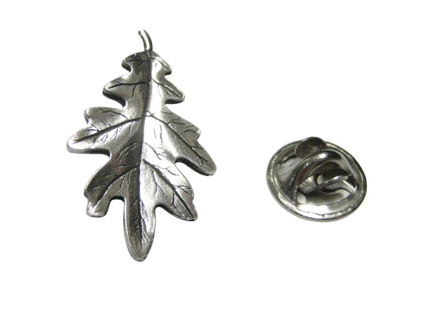 Silver Toned Oak Tree Leaf Lapel Pin