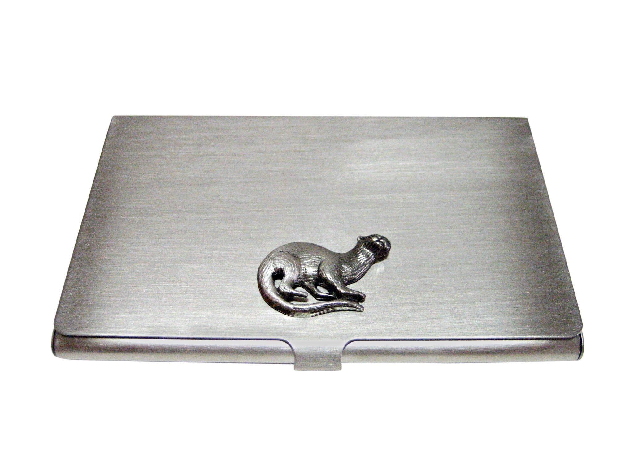 Silver Toned Otter Business Card Holder