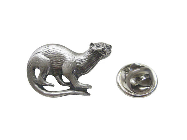 Dark Silver Toned Otter Lapel Pin