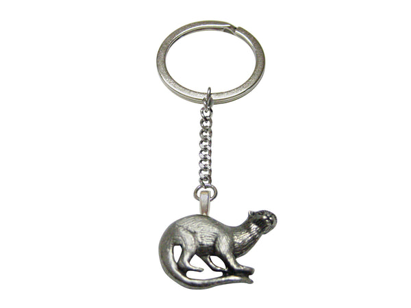 Silver Toned Otter Pendant Keychain