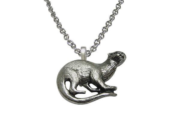 Silver Toned Otter Pendant Necklace