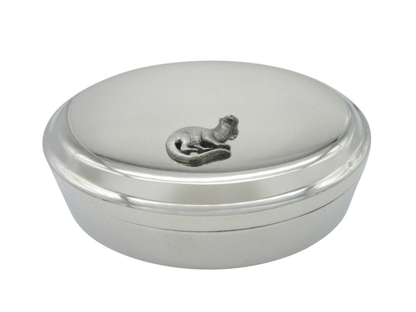 Silver Toned Otter Pendant Oval Trinket Jewelry Box
