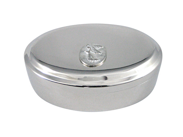 Silver Toned Oval Angel Pendant Oval Trinket Jewelry Box