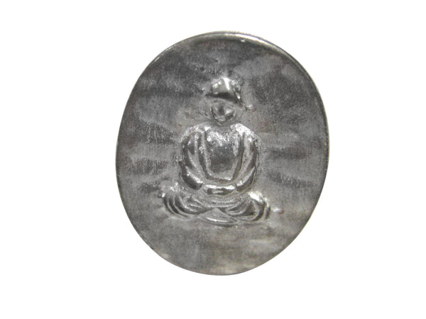 Silver Toned Oval Buddha Buddhism Adjustable Size Fashion Ring