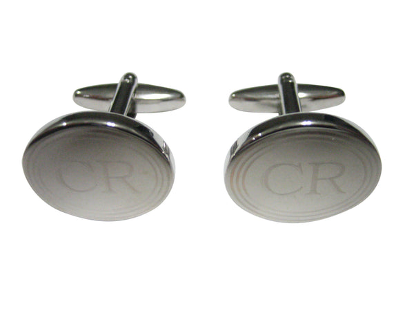 Silver Toned Oval Etched Accounting Credit Cufflinks