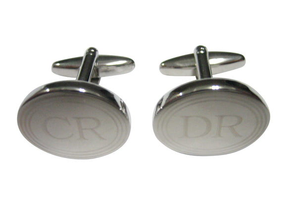 Silver Toned Oval Etched Accounting Credit Debit Cufflinks