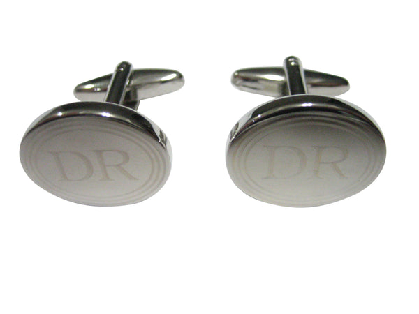 Silver Toned Oval Etched Accounting Debit Cufflinks