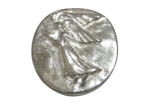 Silver Toned Oval Guardian Angel Pendant Magnet