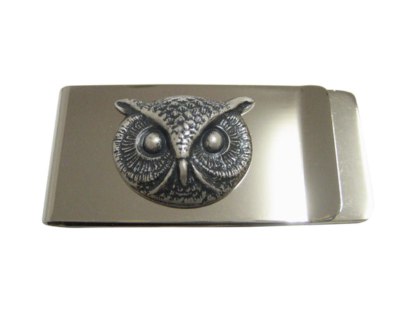 Silver Toned Owl Bird Head Pendant Money Clip