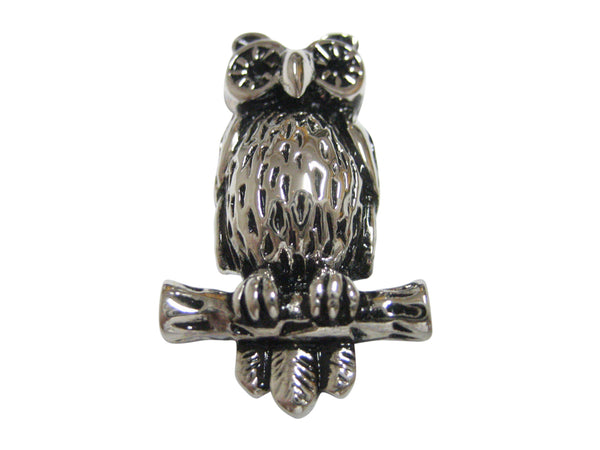 Silver Toned Owl Bird on Branch Pendant Magnet