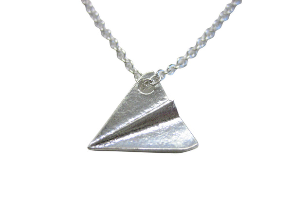 Silver Toned Paper Airplane Necklace